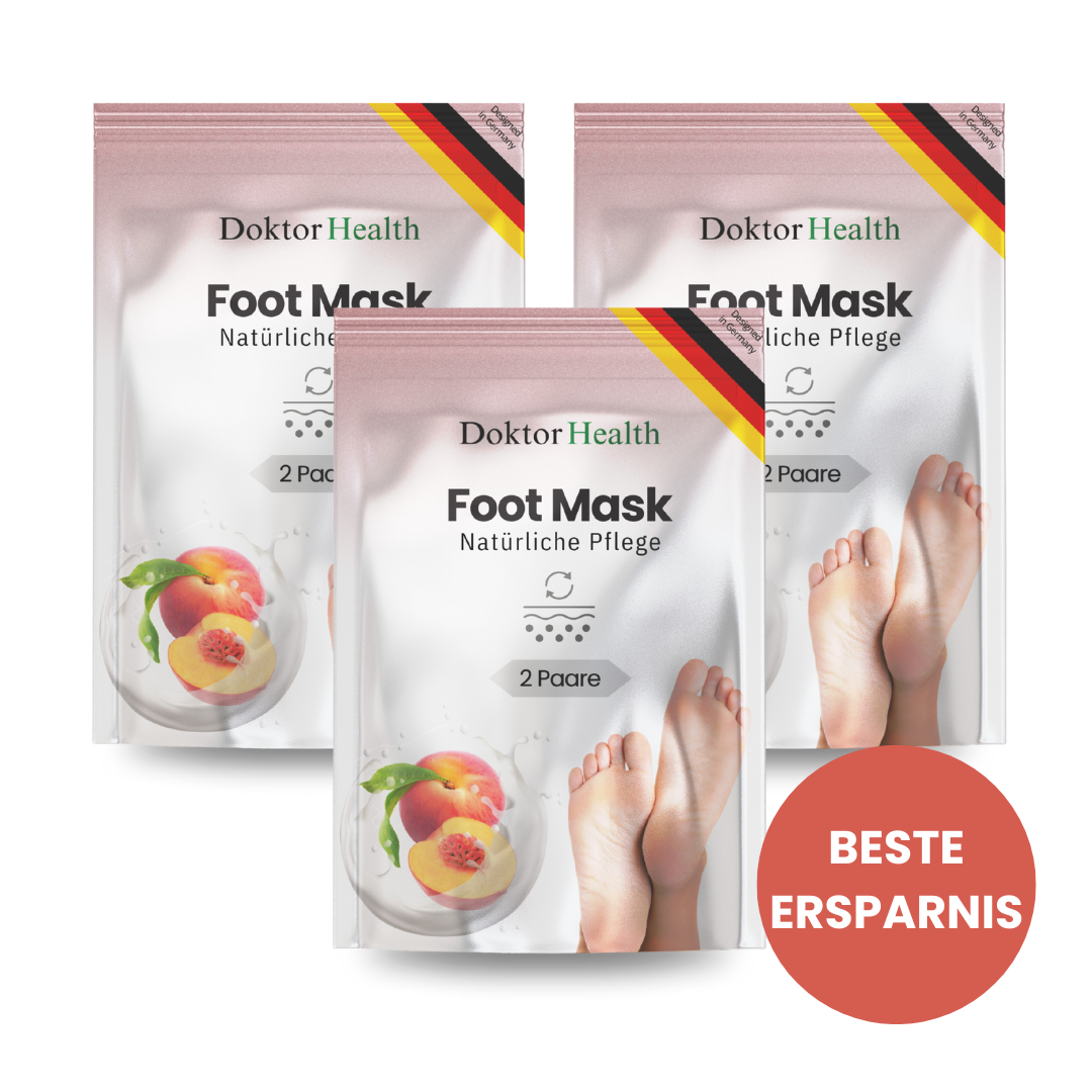 Doktor Health Fußmaske Vorteilspack: 6 Paar Peeling-Socken für sanfte Hornhautentfernung, intensive Feuchtigkeit und geschmeidige Füße – beste Ersparnis für Fußpflege.