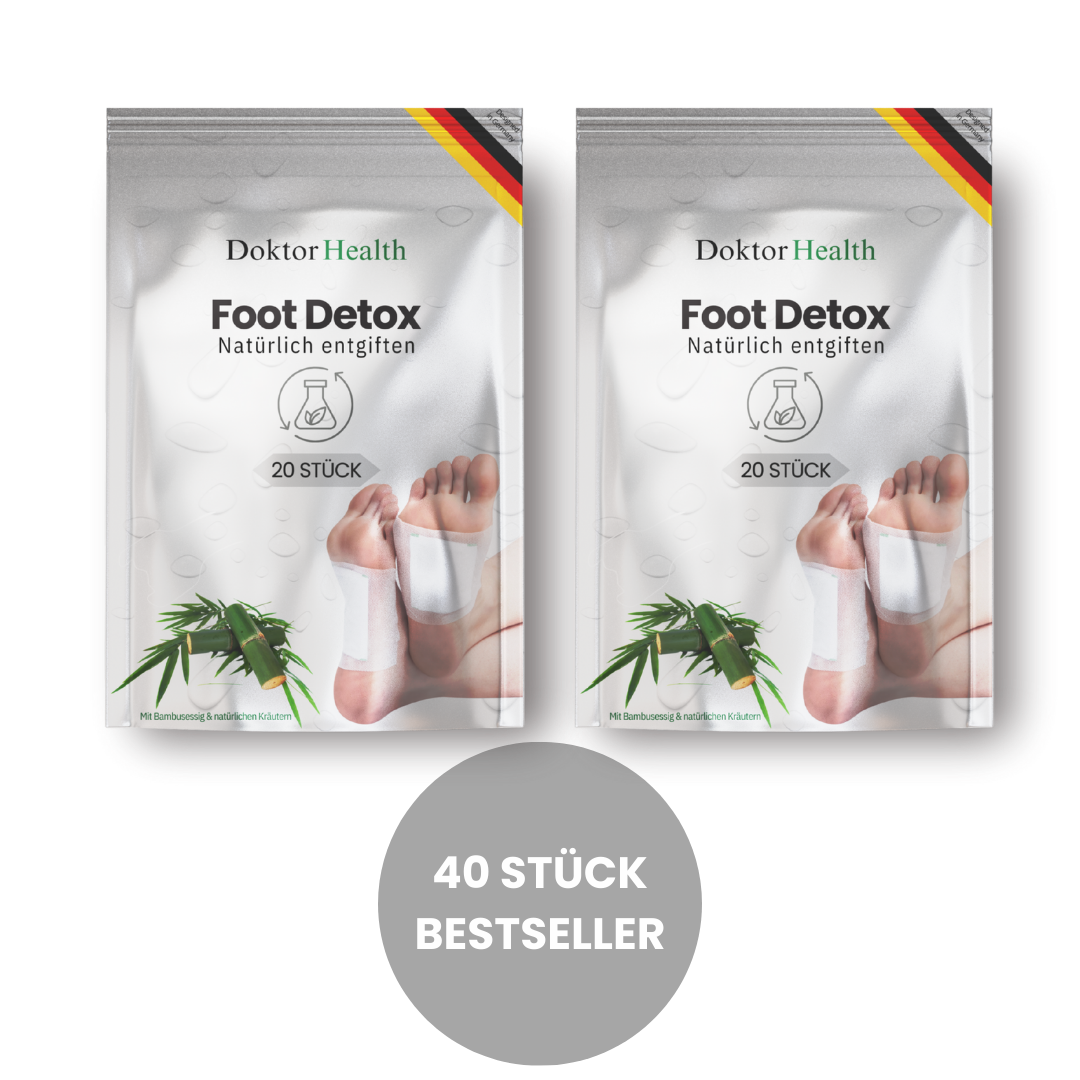Doktor Health Detox-Pflaster für die Füße mit Bambusessig und Kräuterkomplex, 40 Stück zur nächtlichen Anwendung zur Unterstützung der natürlichen Entgiftung und Verbesserung des allgemeinen Wohlbefindens.