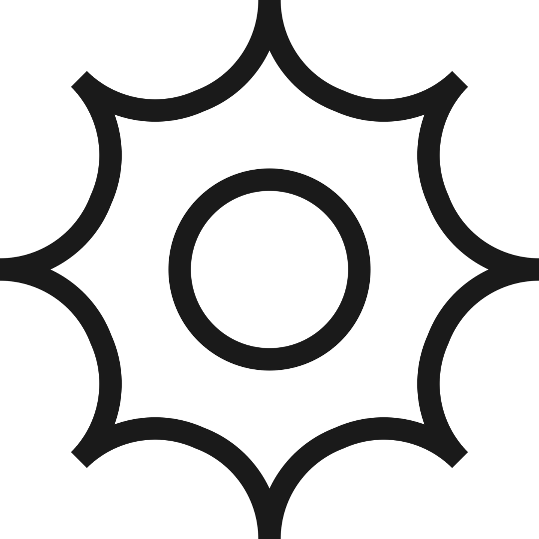 Icon einer Sonne mit Strahlen, steht für Stressabbau und mehr Widerstandskraft gegenüber Ängsten.