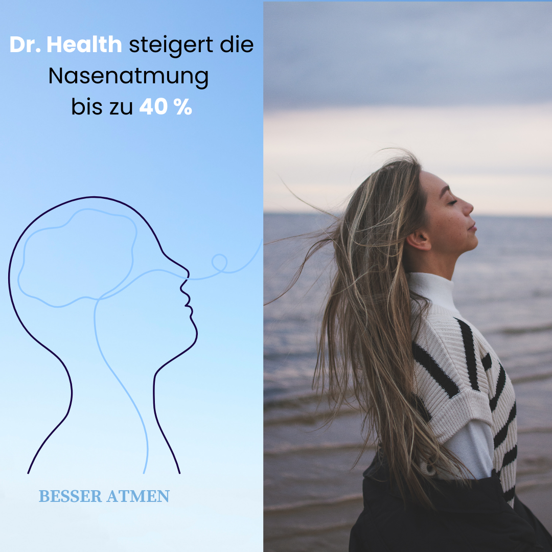 Dr. Health Nasenstrips steigern die Nasenatmung um bis zu 40 %, fördern besseres Atmen, mehr Energie und Wohlbefinden. Ideal für besseren Schlaf, Sport und innere Ruhe.