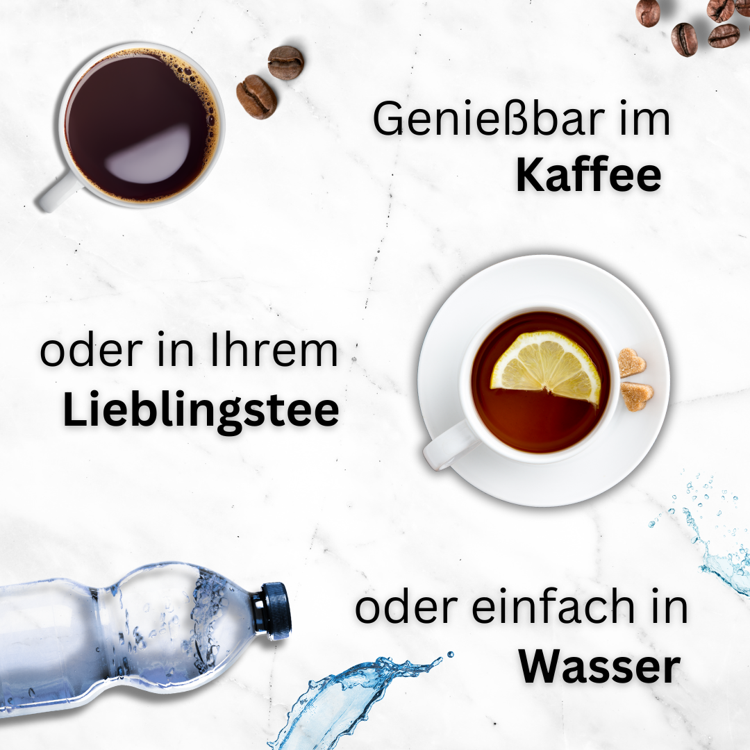 Doktor Health Shilajit Resin vielseitig genießen: im Kaffee, im Lieblingstee mit Zitrone oder einfach in Wasser aufgelöst. Ideale Shilajit-Einnahme für Energie, Vitalität und Wohlbefinden.