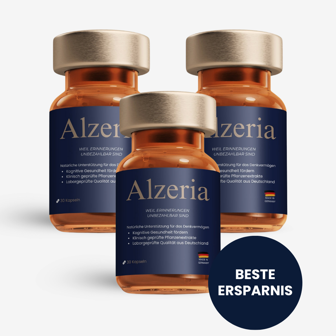 Alzeria 3er Set, 90 Kapseln zur Unterstützung der Gehirnfunktion mit klinisch getesteten Pflanzenextrakten, beste Ersparnis für langfristige mentale Vitalität
