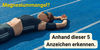 Junge Sportlerin liegt erschöpft auf einer blauen Laufbahn – Text: Magnesiummangel? Anhand dieser 5 Anzeichen erkennen. Hinweis auf Symptome von Magnesiummangel bei sportlich aktiven Menschen.