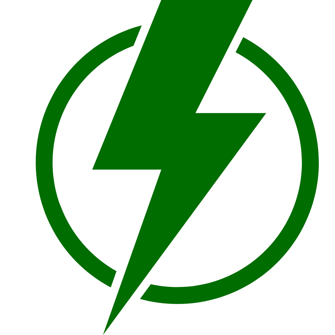 Grünes Blitzsymbol in Kreisform – Darstellung von gesteigerter Energie und Vitalität nach der Anwendung von Foot Detox Pads