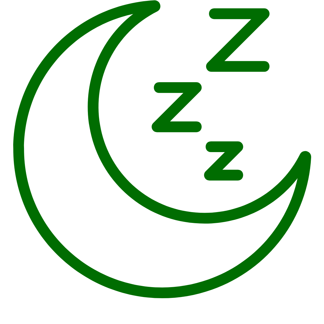 Symbol eines Halbmonds mit ZZZ – Darstellung von verbessertem Schlaf und erholsamerer Nachtruhe nach der Anwendung von Foot Detox Pads