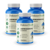 Drei blaue Dosen Doktor Health Ashwagandha Gummies, jeweils 60 Gummies, Mixed Berry Geschmack. Die natürliche Nahrungsergänzung unterstützt Entspannung, Regeneration und Stressabbau und ist in praktischen Vorratspackungen verfügbar.