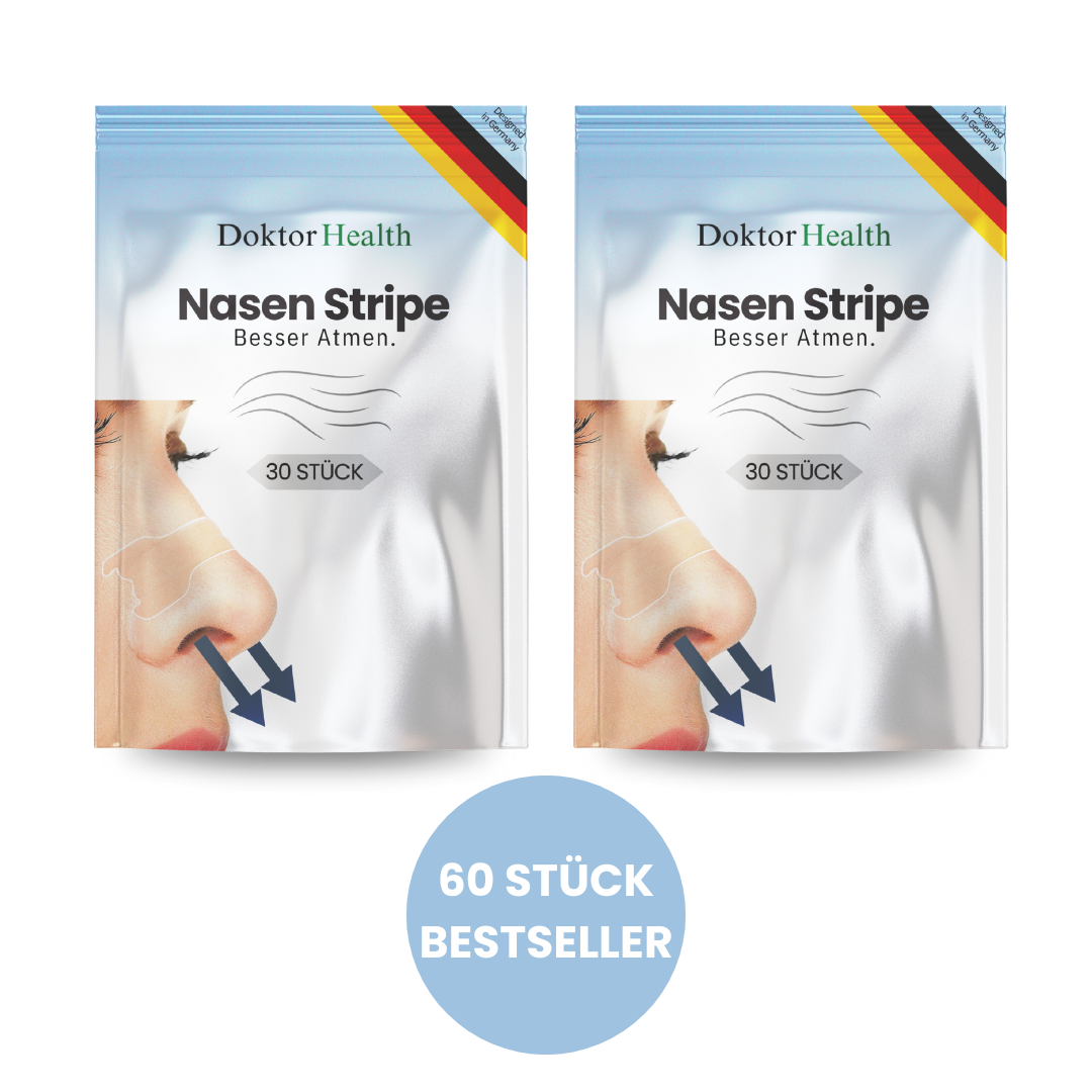 Bestseller: 60 Stück Nasenstrips von Doktor Health – zwei Packungen à 30 Stück. Optimieren die Nasenatmung für besseren Schlaf, erhöhte Sauerstoffzufuhr und mehr Wohlbefinden. Ideal für tägliche Anwendungen bei Atemproblemen oder zur Verbesserung der Schlafqualität. Perfekt für Sport, Alltag und Entspannung.