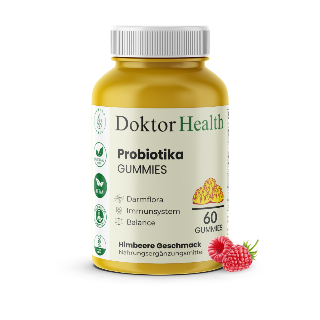 Doktor Health Probiotika Gummies mit Himbeergeschmack – für Darmflora, Immunsystem und Balance. Vegan, glutenfrei & laborgeprüft – 60 Stück für tägliches Wohlbefinden.