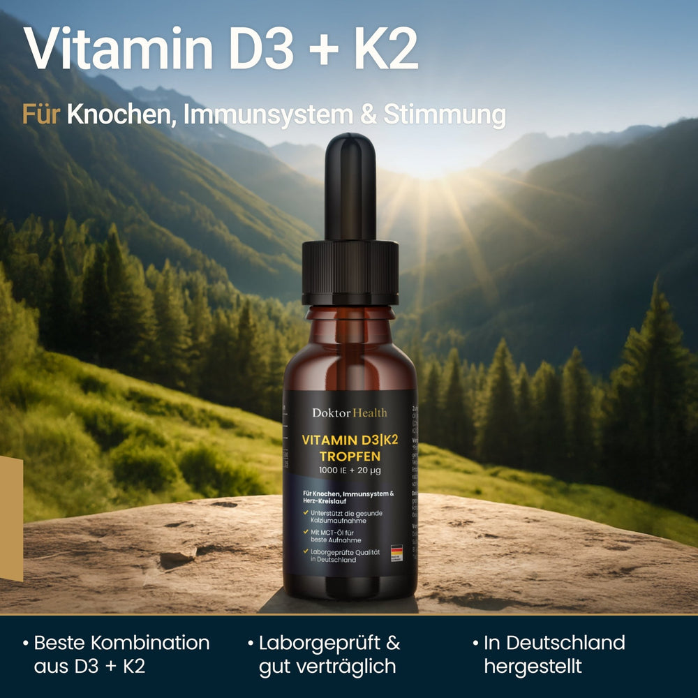 Vitamin D3 + K2 Tropfen von Doktor Health – 28% günstiger